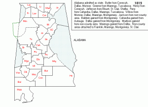 1819 Alabama Statehood Map