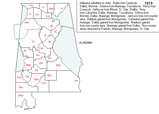 1819 Alabama Statehood Map