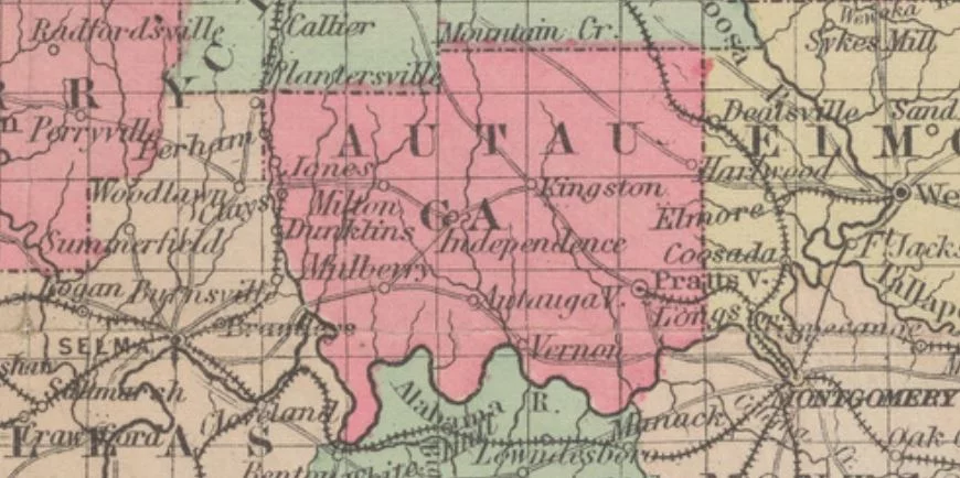 1884 Map of Autauga County Alabama
