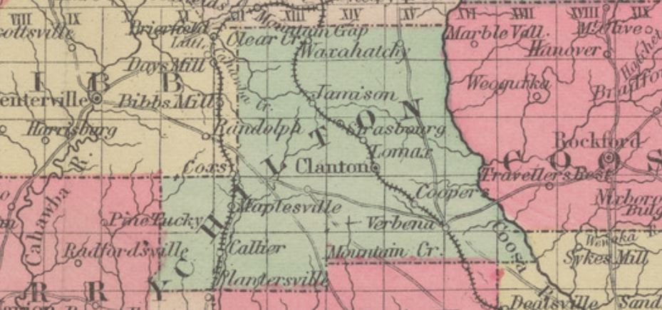 1884 Map of Chilton County Alabama