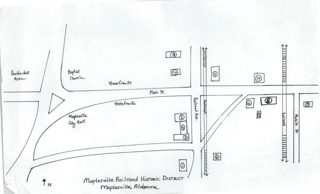 Maplesville Historic Railroad District Map