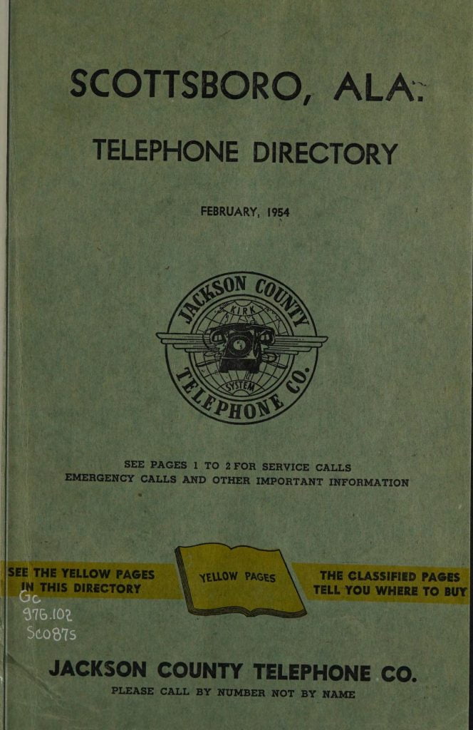 1954 Scottsboro Alabama Telephone Directory