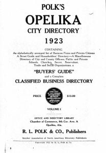 Polk's Opelika City Directory title page